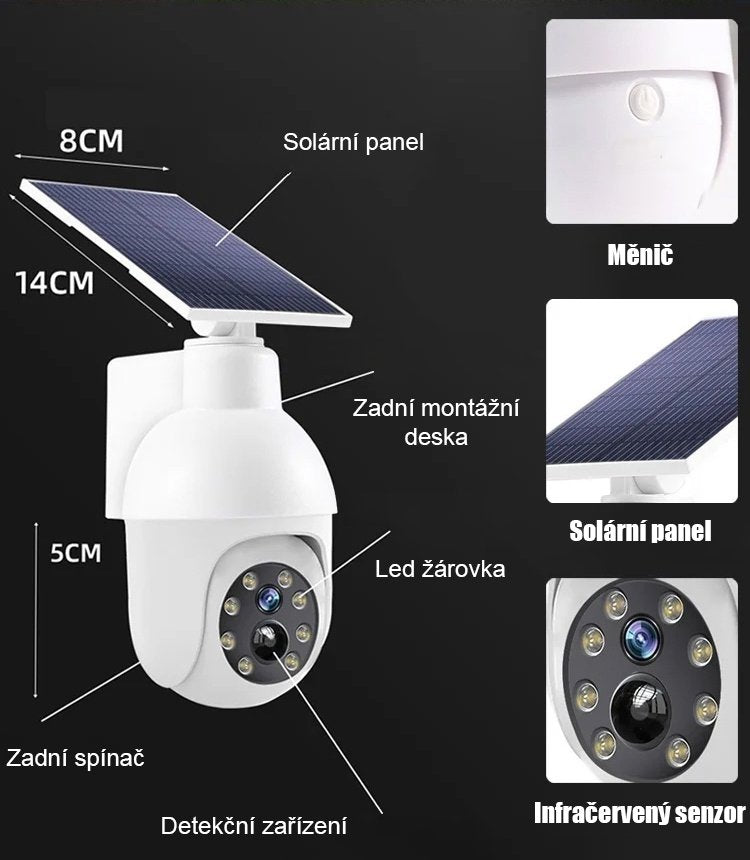 【360° panoramatický pohled / Bez potřeby Wi-Fi】Simulovaná monitorovací kamera pouliční osvětlení