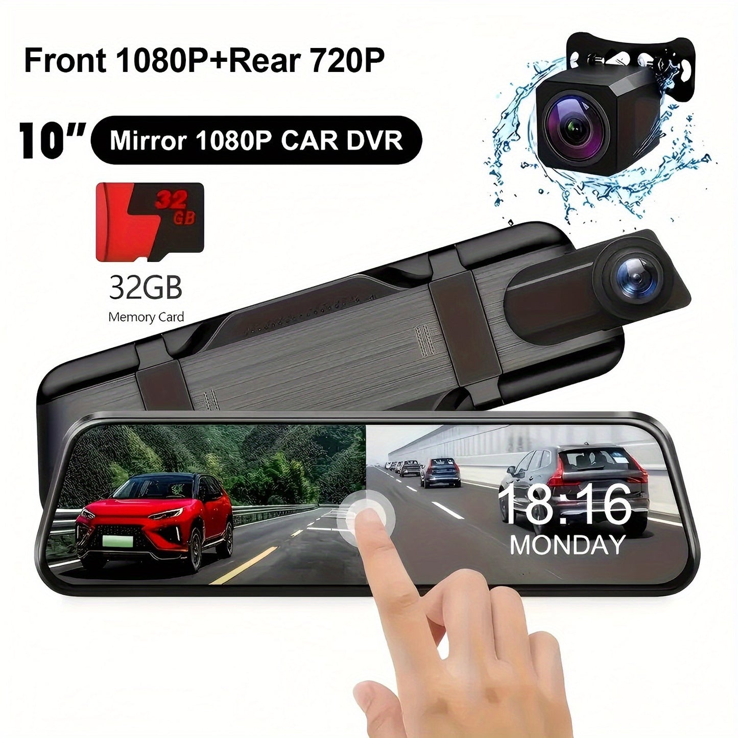 1080P přední a 720P zadní palubní kamera s dotykovou obrazovkou