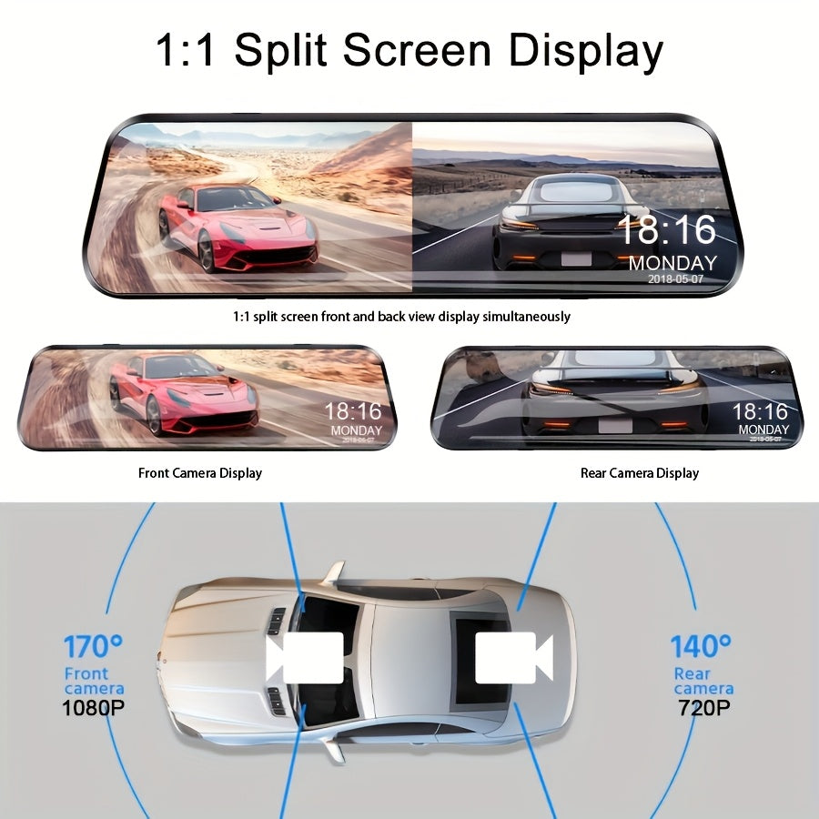 1080P přední a 720P zadní palubní kamera s dotykovou obrazovkou