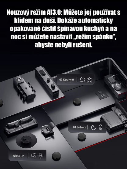 Ultra tenký robotický vysavač s funkcí zametání, vysávání a mopování