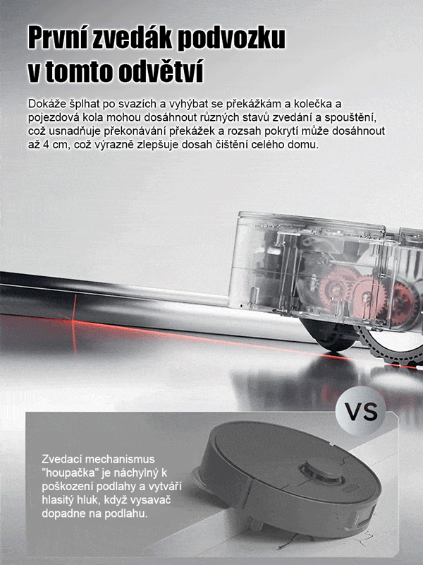 Ultra tenký robotický vysavač s funkcí zametání, vysávání a mopování